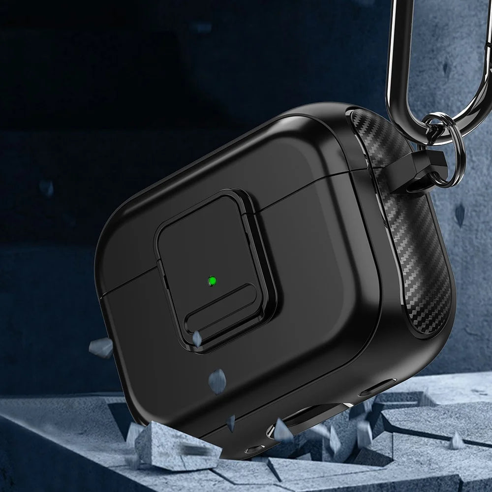 For Apple AirPods Pro 2 Magnetic Charging Earphone TPU Case Buckle Earbud Cover with Carabiner - Black - 6