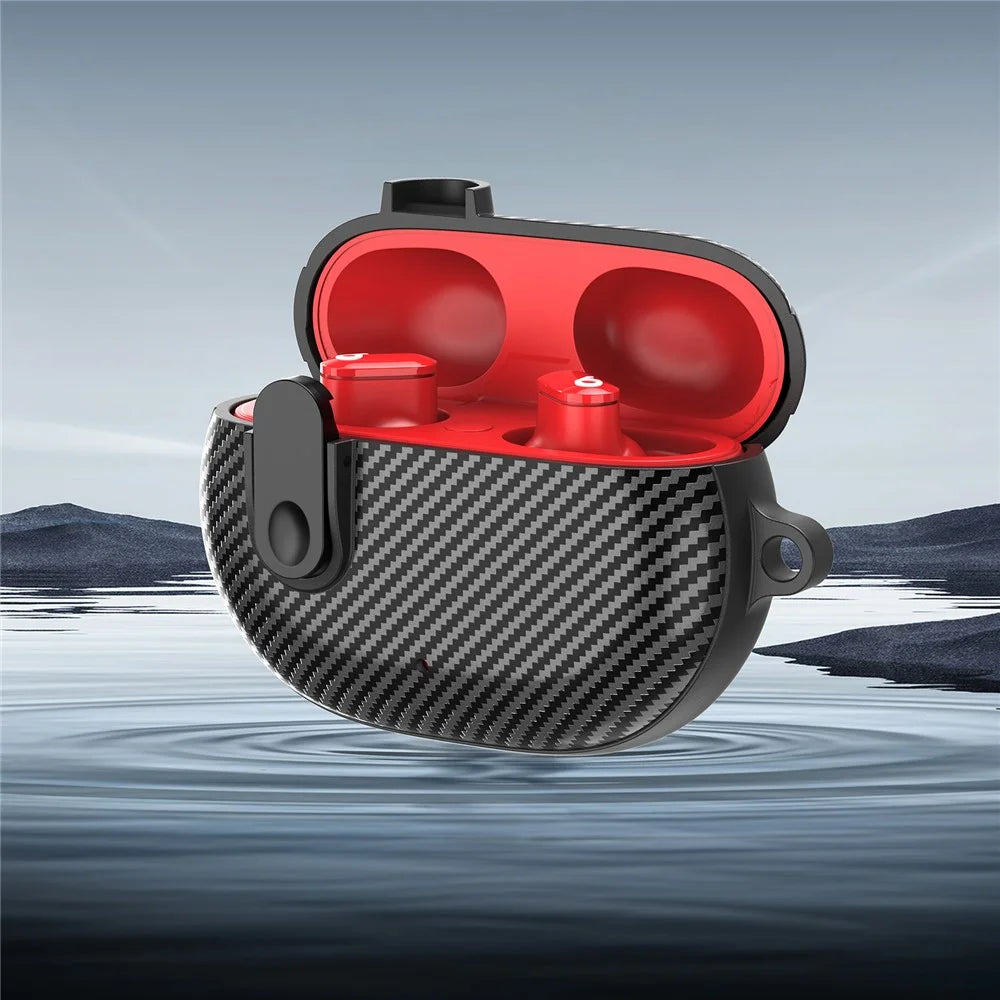 For Beats Wireless Bluetooth-compatible Earphone Cover Carbon Fiber Texture TPU+PC Case Headphone Sleeve - Black - 3
