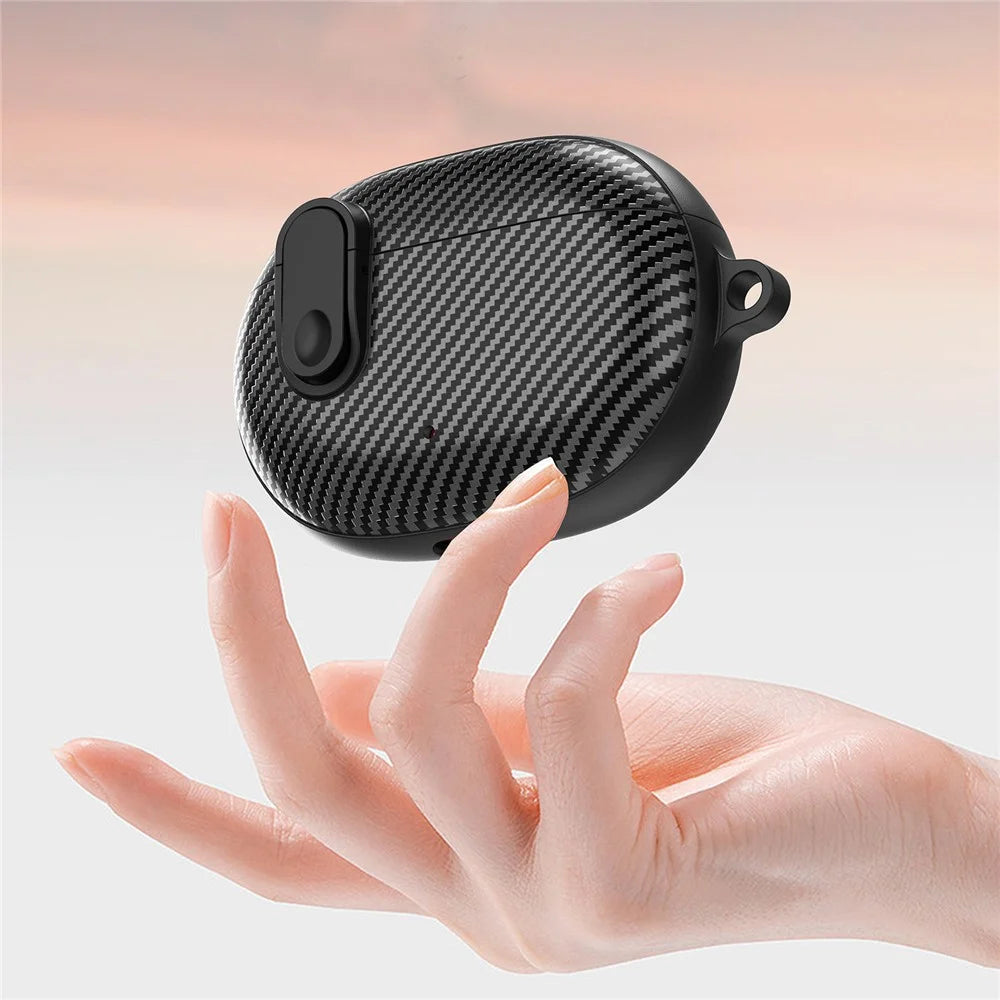 For Beats Wireless Bluetooth-compatible Earphone Cover Carbon Fiber Texture TPU+PC Case Headphone Sleeve - Black - 6