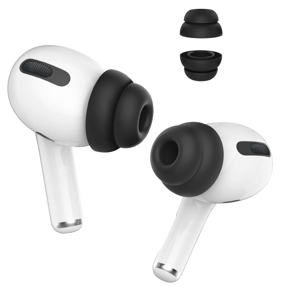 AHASTYLE PT99-2 1 Pair For Apple AirPods Pro 2  /  AirPods Pro Silicone Ear Tips Bluetooth-compatible Earphone Ear Caps Cover, Size M - Black - 1