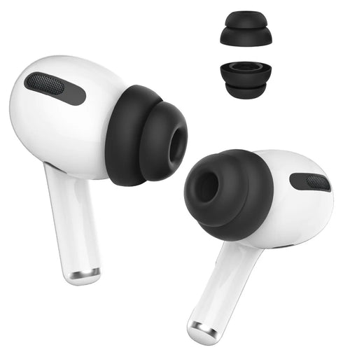 AHASTYLE PT99-2 1 Pair For Apple AirPods Pro 2  /  AirPods Pro Silicone Ear Tips Bluetooth-compatible Earphone Ear Caps Cover, Size M - Black - 1