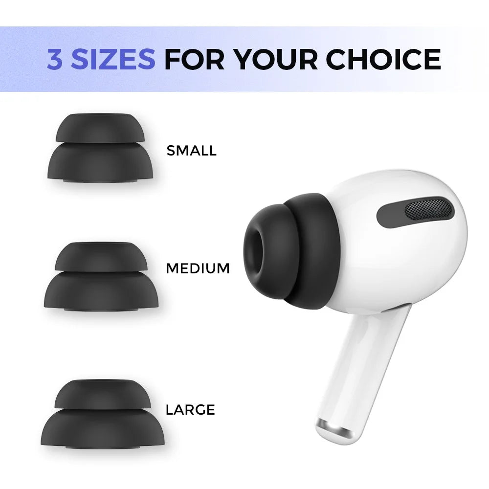 AHASTYLE PT99-2 1 Pair For Apple AirPods Pro 2  /  AirPods Pro Replacement Silicone Ear Tips Bluetooth-compatible Earphone Ear Caps, Size L - Black - 3