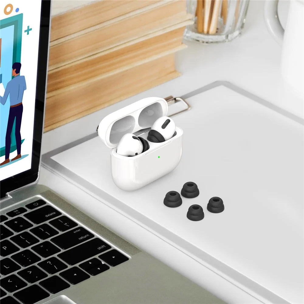 AHASTYLE PT99-2 1 Pair For Apple AirPods Pro 2  /  AirPods Pro Replacement Silicone Ear Tips Bluetooth-compatible Earphone Ear Caps, Size L - Black - 6