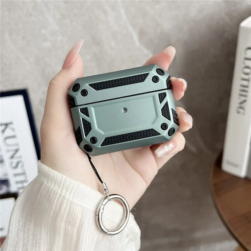 Earphone Cover for AirPods Pro Military Drop-proof TPU+PC Earbuds Protective Case Skin with Buckle - Green - 1