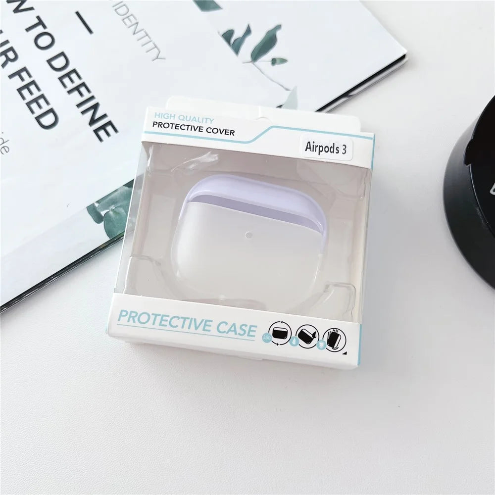 For Apple AirPods 3 Shockproof TPU Case Anti-Drop Bluetooth-compatible Earbuds Charging Case Cover with Wrist Strap - Black+Blue - 5