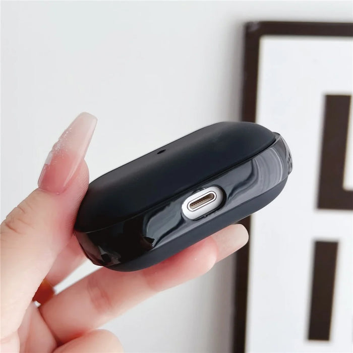 For Apple AirPods Pro Charging Case Cover Bluetooth-compatible Headset Shockproof TPU Cover with Wrist Strap - Transparent+Black - 4
