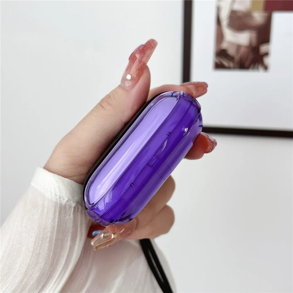 For AirPods Pro 2 TPU + PC Earphone Case Shockproof Protective Cover with Anti-lost Strap - Purple+Black - 3