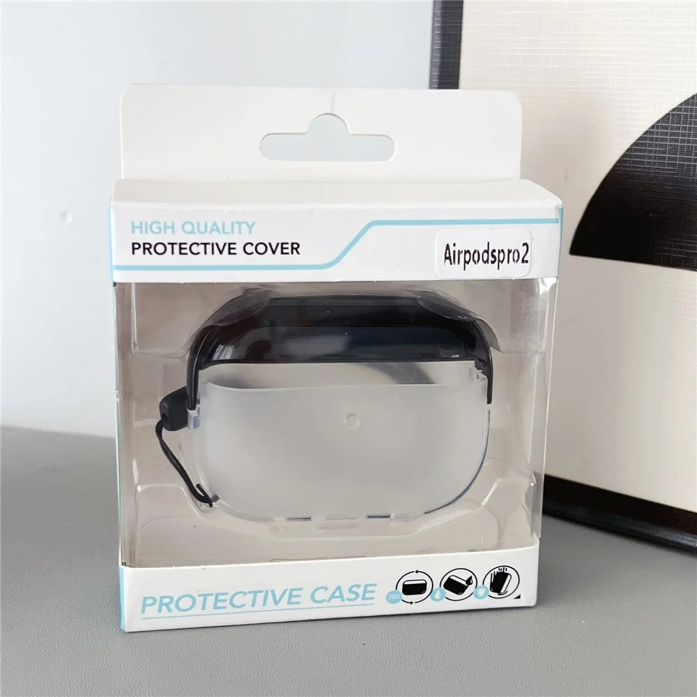 For AirPods Pro 2 TPU + PC Earphone Case Shockproof Protective Cover with Anti-lost Strap - Purple+Black - 6