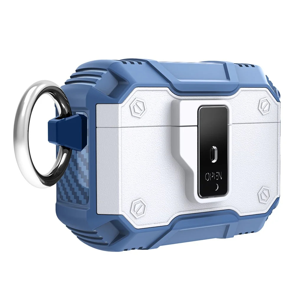 For AirPods Pro 2 Charging Case Cover Button Lock Bluetooth-compatible Earbuds Protector with Metal Buckle - White - 1