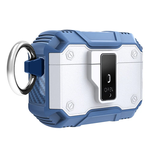 For AirPods Pro 2 Charging Case Cover Button Lock Bluetooth-compatible Earbuds Protector with Metal Buckle - White - 1