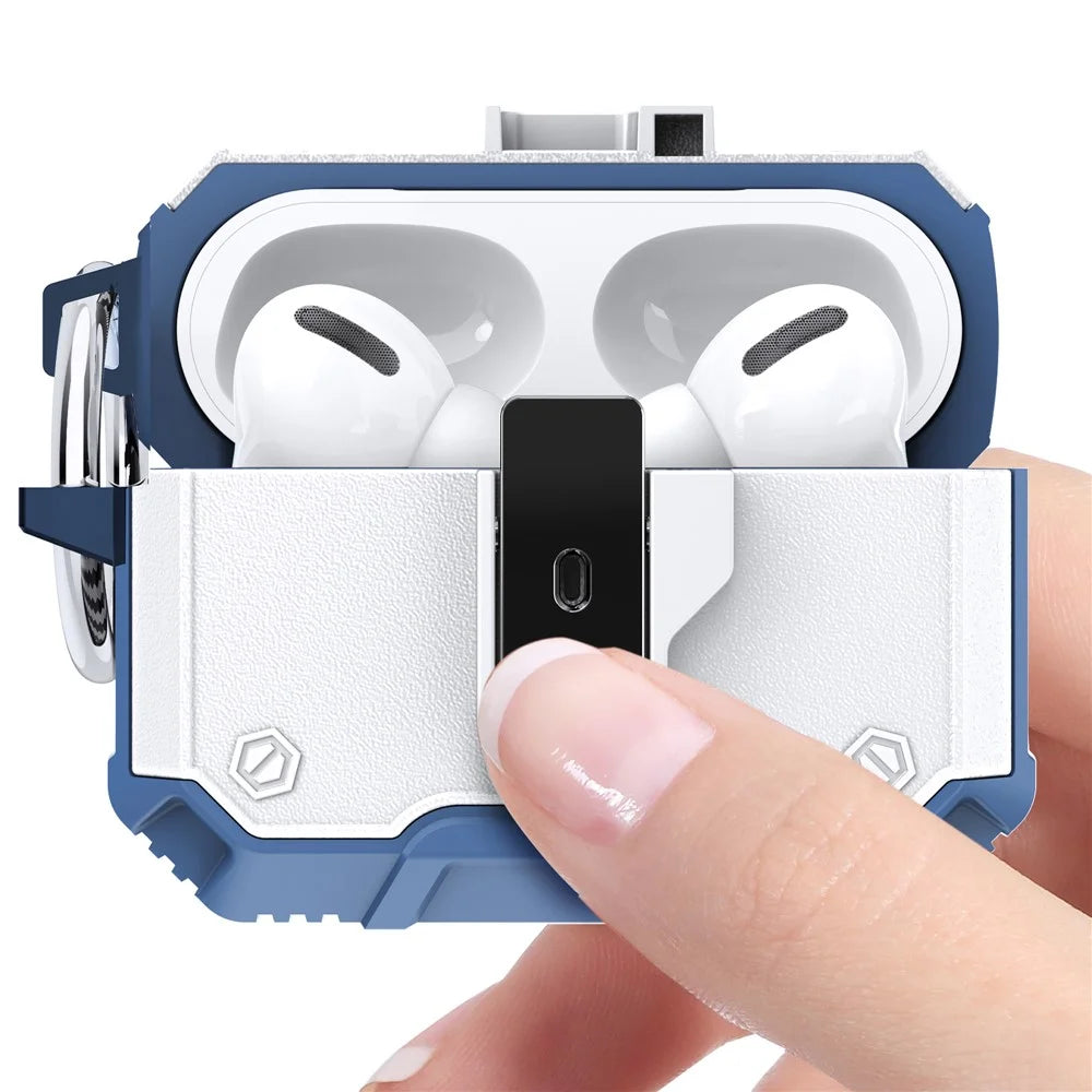 For AirPods Pro 2 Charging Case Cover Button Lock Bluetooth-compatible Earbuds Protector with Metal Buckle - White - 2