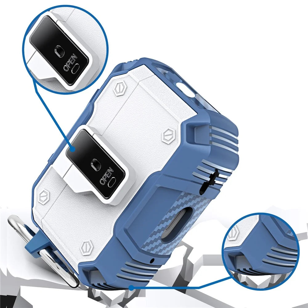 For AirPods Pro 2 Charging Case Cover Button Lock Bluetooth-compatible Earbuds Protector with Metal Buckle - White - 3