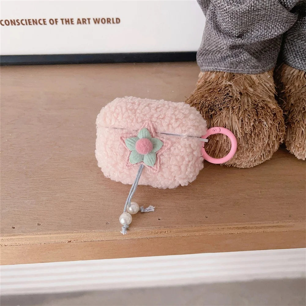 For Apple AirPods Pro 2 Fluff TPU Earphone Case Star Pearl Design Earbud Protective Cover with Ring Buckle - 2