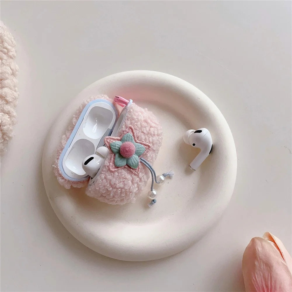 For Apple AirPods Pro 2 Fluff TPU Earphone Case Star Pearl Design Earbud Protective Cover with Ring Buckle - 3