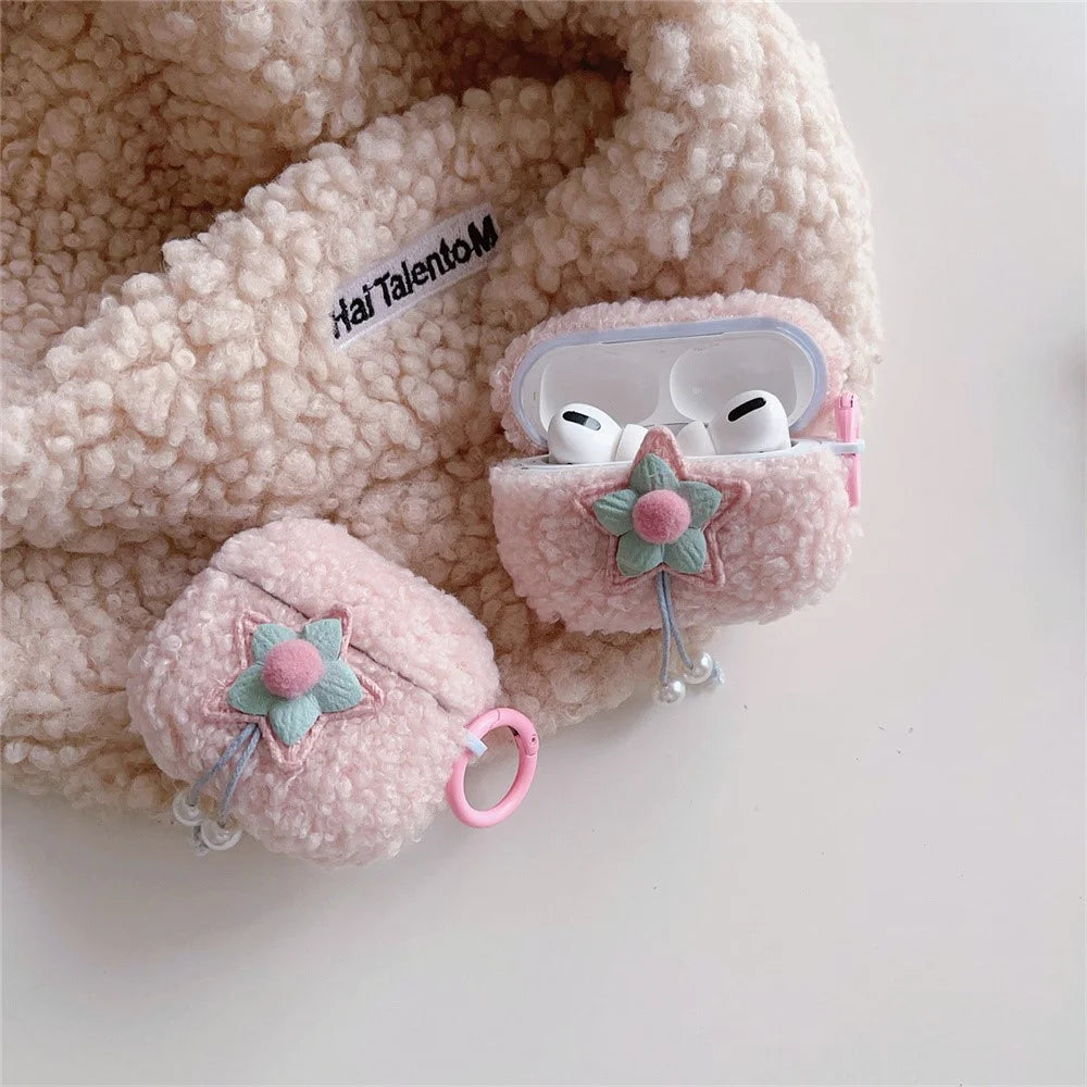 For Apple AirPods Pro 2 Fluff TPU Earphone Case Star Pearl Design Earbud Protective Cover with Ring Buckle - 5