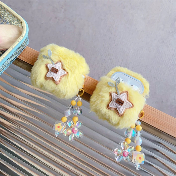 For Apple AirPods 3 Star Design Fluffy Earphone Case Plush Earbud Protective Cover with Pendant - 7