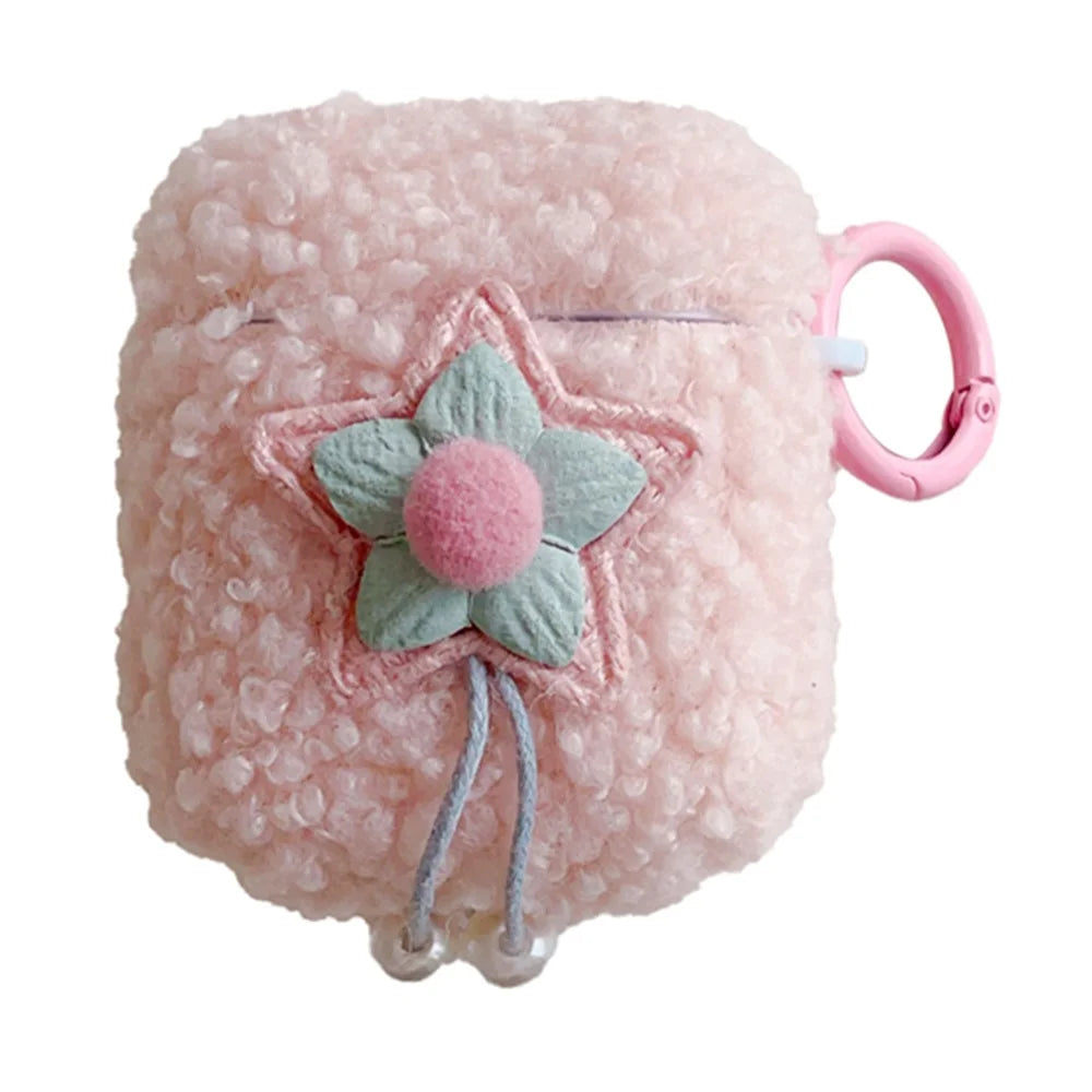 Earphone Case for AirPods with Charging Case (2016) / (2019) / AirPods with Wireless Charging Case (2019) Fluff TPU Earbud Cover with Ring Buckle - 1