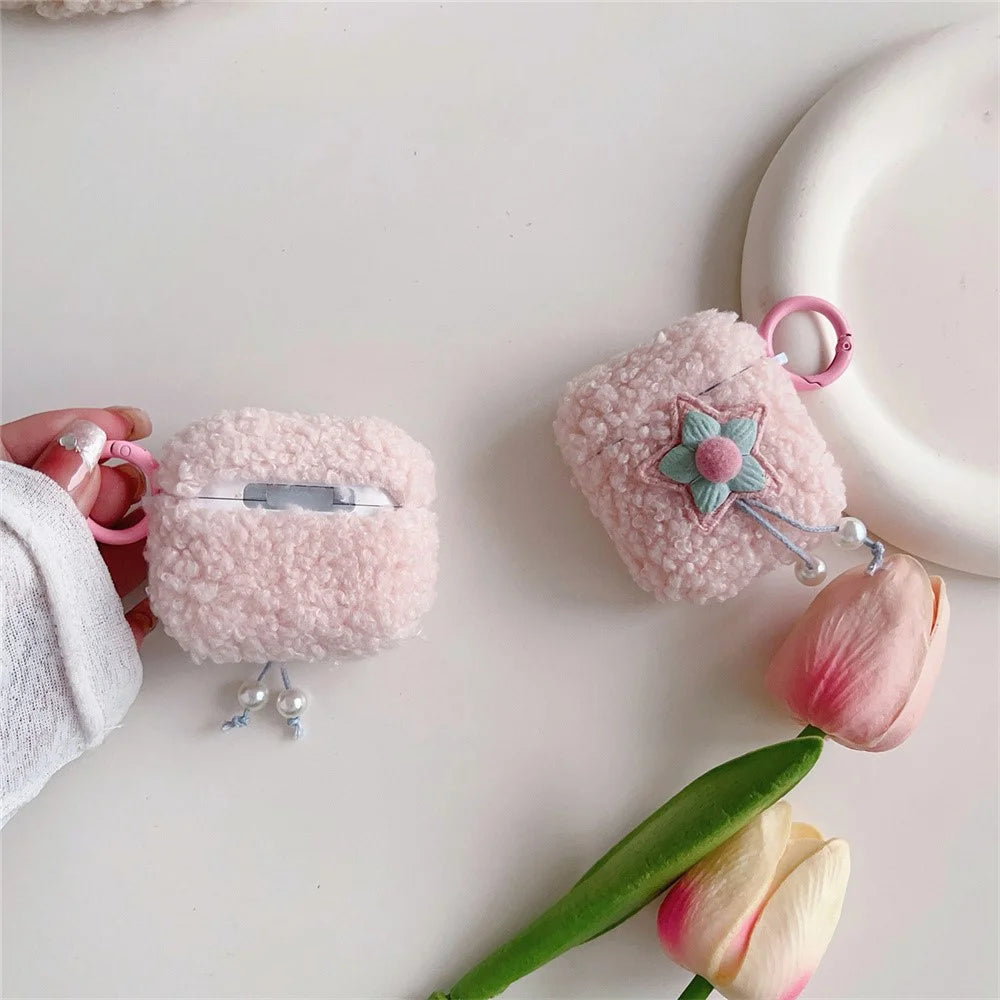 Earphone Case for AirPods with Charging Case (2016) / (2019) / AirPods with Wireless Charging Case (2019) Fluff TPU Earbud Cover with Ring Buckle - 4