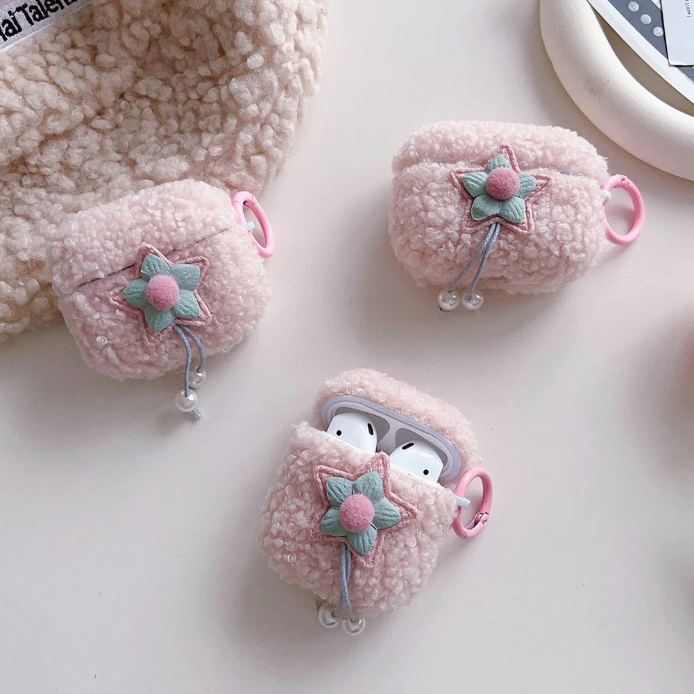 Earphone Case for AirPods with Charging Case (2016) / (2019) / AirPods with Wireless Charging Case (2019) Fluff TPU Earbud Cover with Ring Buckle - 6