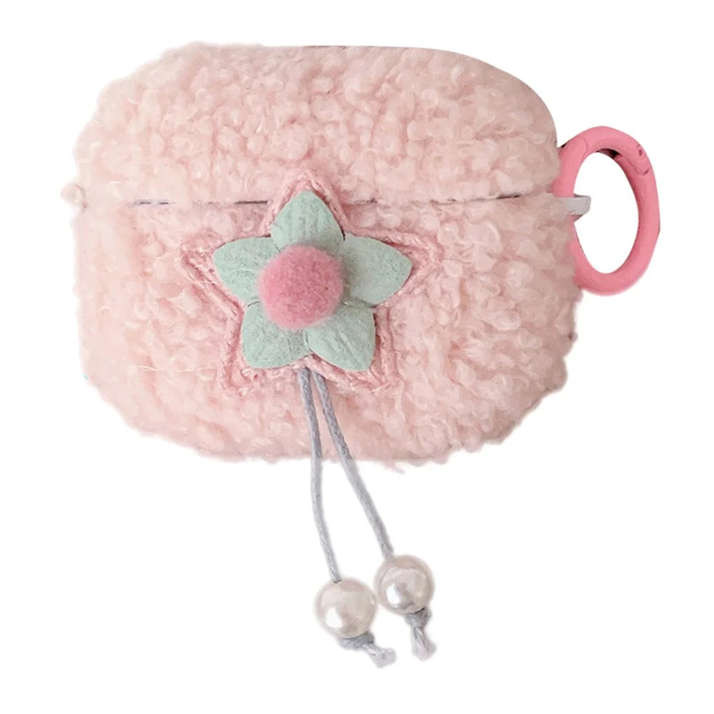 For Apple AirPods Pro Star Pearl Design Earphone Cover Fluff TPU Headphone Case with Ring Buckle - 1