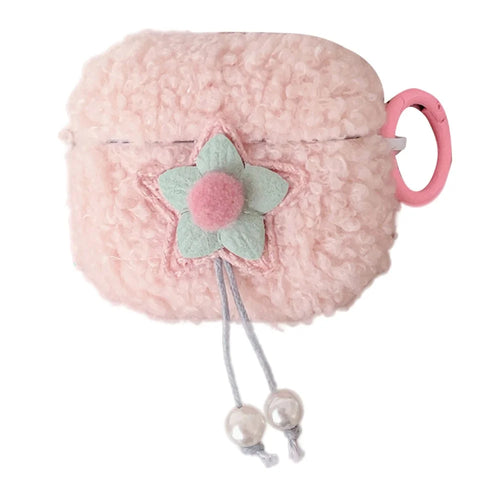 For Apple AirPods Pro 3 Earbud Case Star Pearl Design Fluff TPU Earphone Anti-drop Cover with Ring Buckle - 1