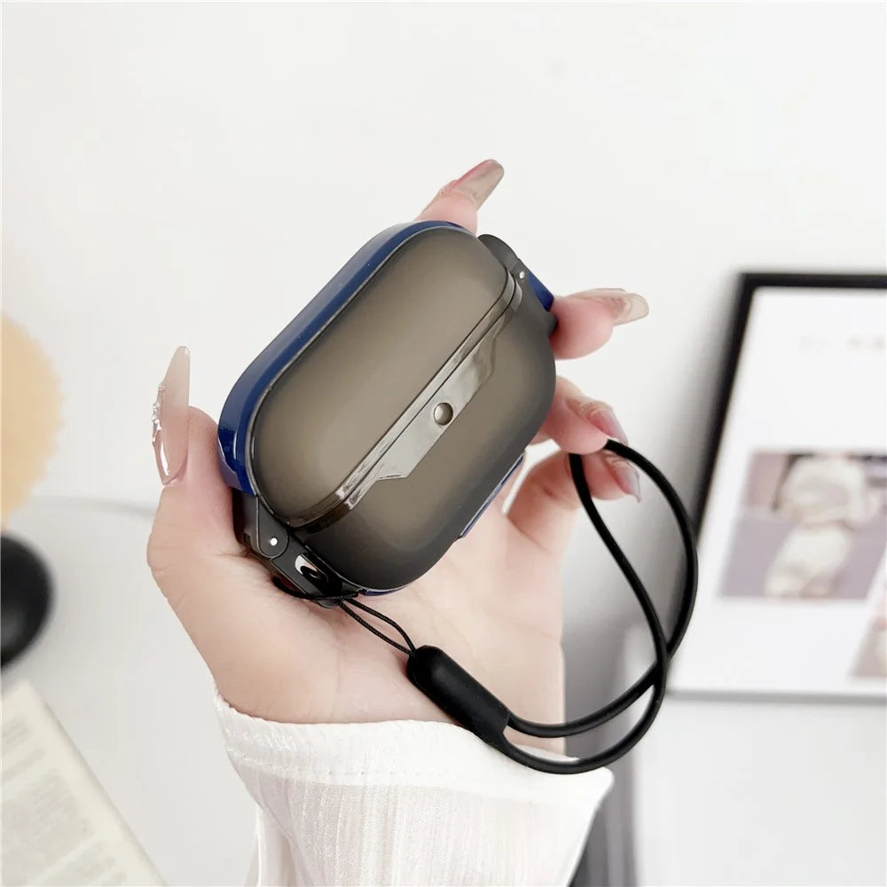 Leica Series Soft TPU Earphones Cover Protector for AirPods Pro 2 Dual Color Bluetooth-compatible Earbuds Case with Strap - Blue - 1