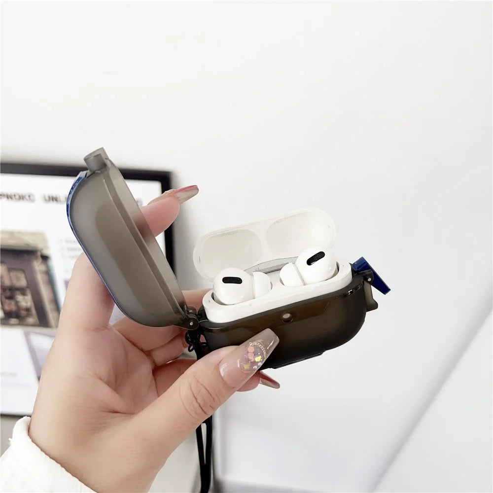 Leica Series Soft TPU Earphones Cover Protector for AirPods Pro 2 Dual Color Bluetooth-compatible Earbuds Case with Strap - Blue - 5