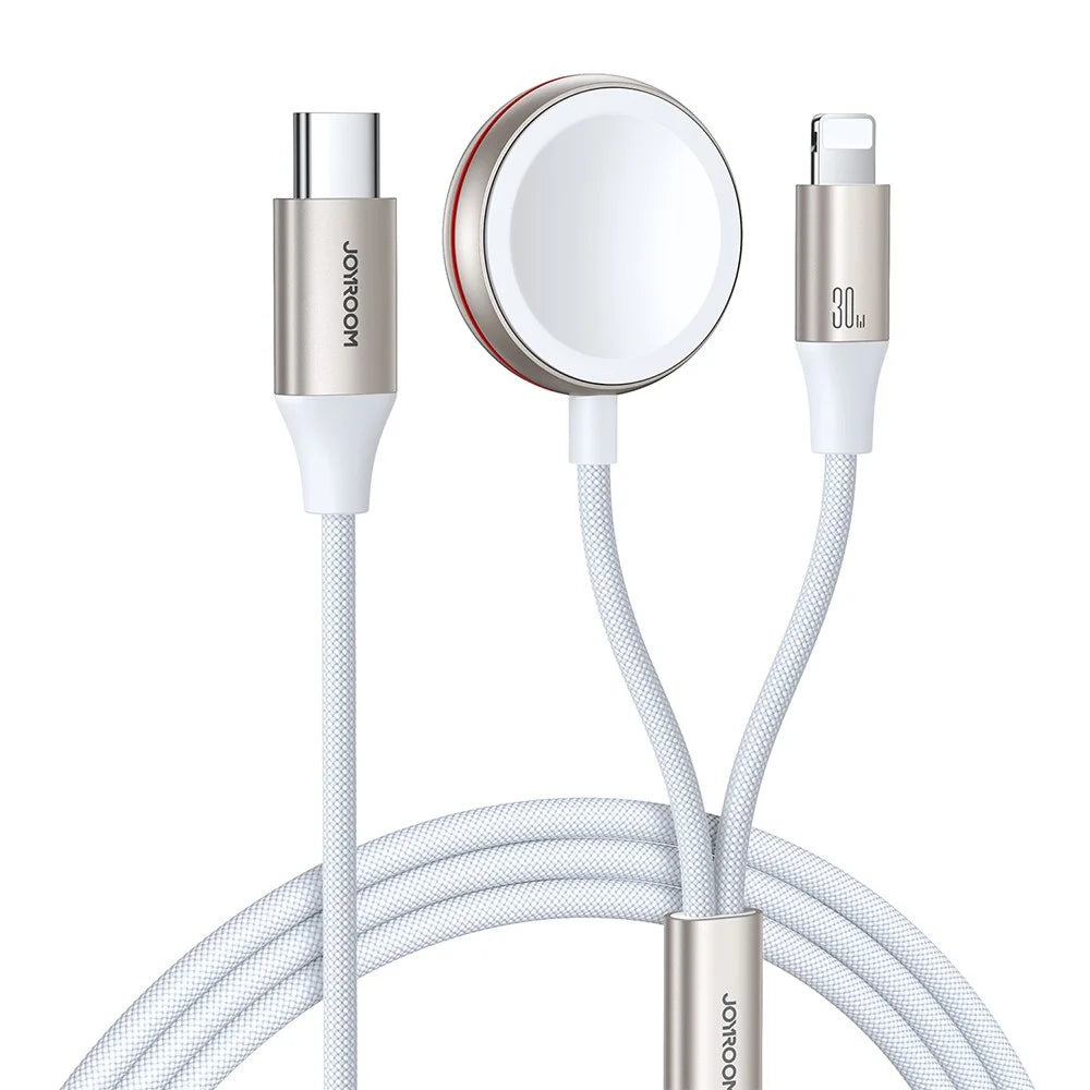 JOYROOM S-IW012 2 in 1 1.5m USB-C to Watch Magnetic Charger + 1.5m PD 30W Fast Charging Cable for Apple Watch  /  iPhone  /  iPad - 1