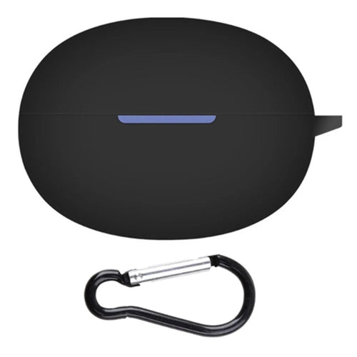 For Realme Buds Air 5 Earphone Case Bluetooth-compatible Earbud Silicone Cover with Anti-lost Buckle - Black - 1