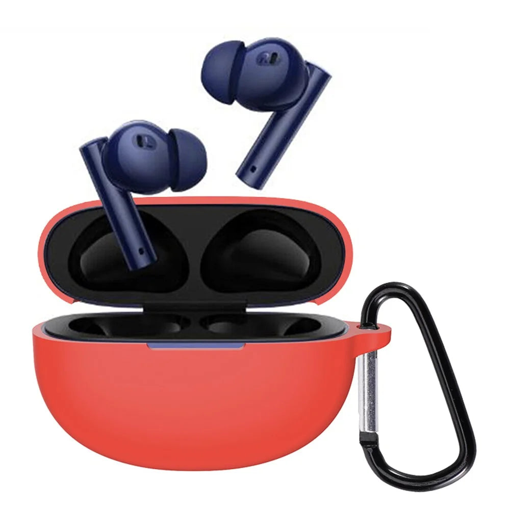 For Realme Buds Air 5 Earphone Case Bluetooth-compatible Earbud Silicone Cover with Anti-lost Buckle - Black - 2
