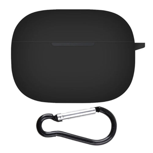 For Realme Buds T300 Earphone Silicone Case Anti-drop Earbud Protective Cover with Anti-lost Buckle - Black - 1