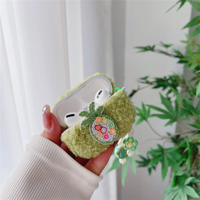 For AirPods Pro 2 Cover Cute Pineapple Soft Fluff TPU Earphone Case with Pendant - 2