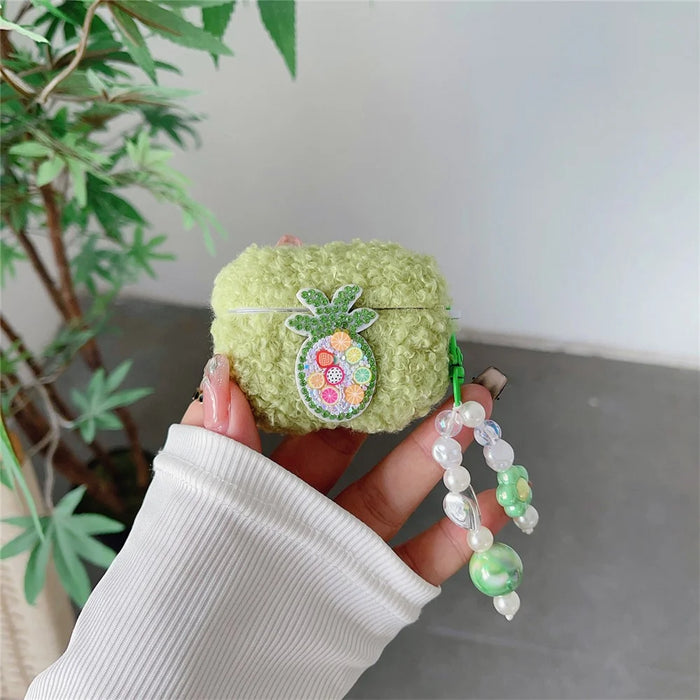 For AirPods Pro 2 Cover Cute Pineapple Soft Fluff TPU Earphone Case with Pendant - 3