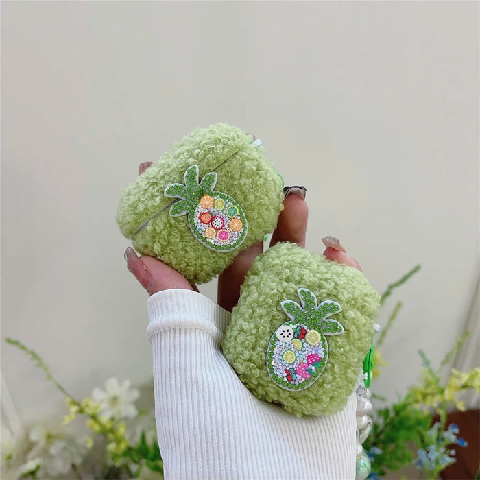 For AirPods Pro 2 Cover Cute Pineapple Soft Fluff TPU Earphone Case with Pendant - 5