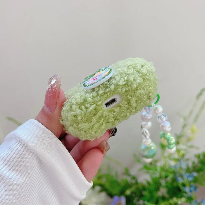For Apple AirPods 1 / 2 Cover Cartoon Pineapple Soft Fluff TPU Protective Case with Pendant - 4