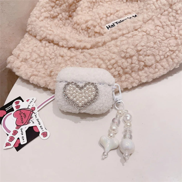 For Apple AirPods Pro Protective Cover TPU+Fluffy Warm Carrying Case with Pendant - 3