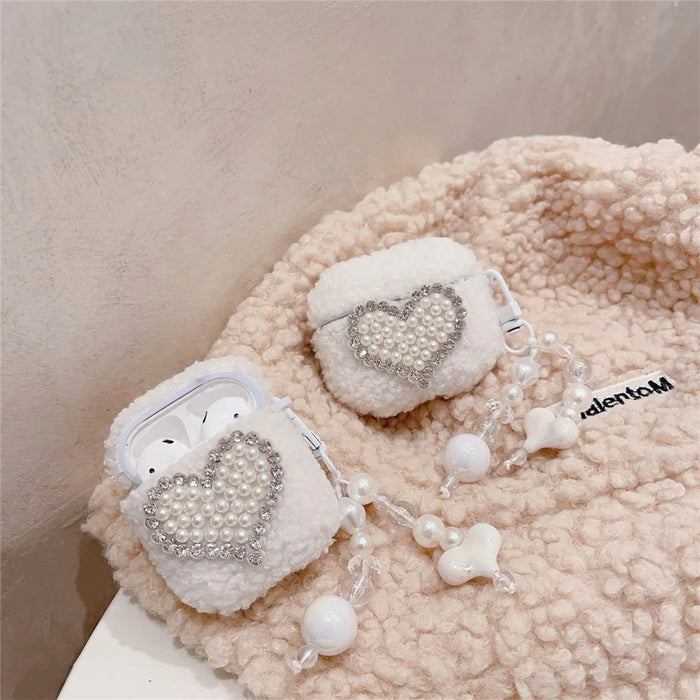 For Apple AirPods Pro Protective Cover TPU+Fluffy Warm Carrying Case with Pendant - 5
