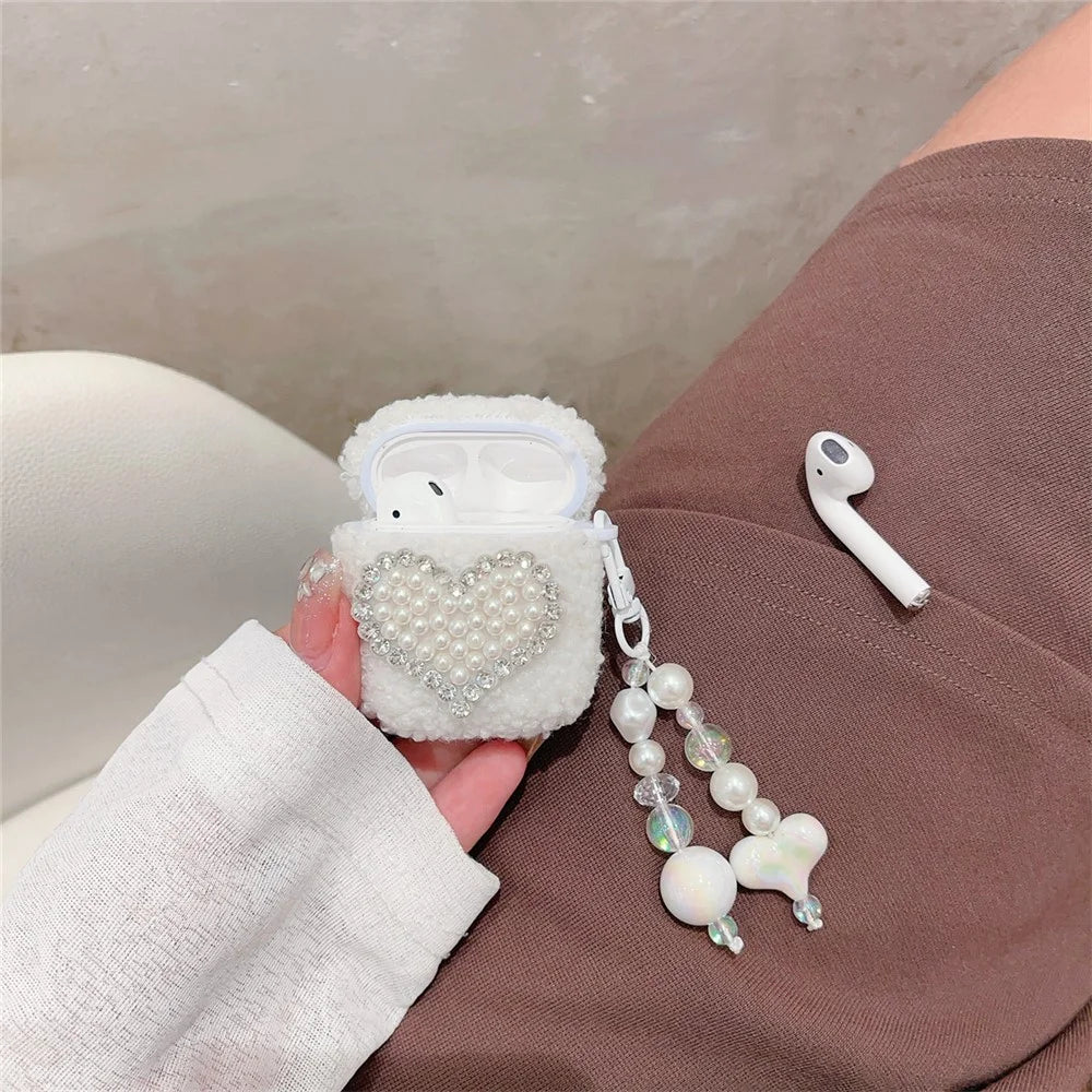 Earphone Case with Pendant for Apple AirPods with Charging Case (2016) / (2019) / AirPods with Wireless Charging Case (2019) TPU Fur Fluffy Cover - 3