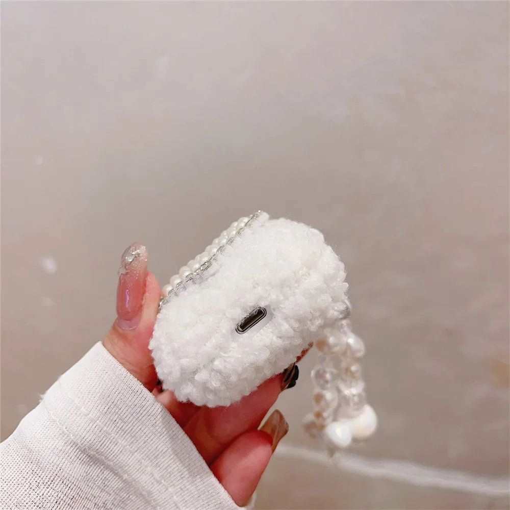 Earphone Case with Pendant for Apple AirPods with Charging Case (2016) / (2019) / AirPods with Wireless Charging Case (2019) TPU Fur Fluffy Cover - 4