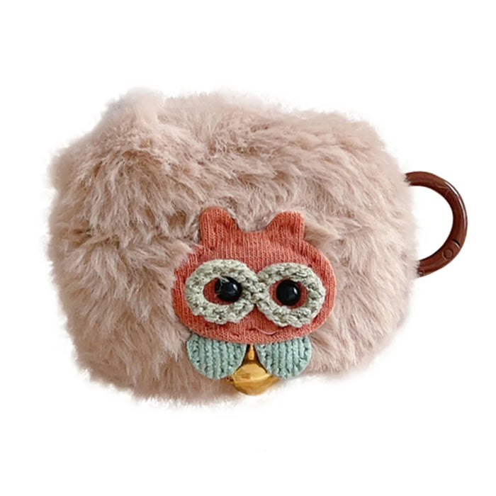 For Apple AirPods 3 Anti-drop Cover Cute Owl Soft Plush Bluetooth-compatible Earphone Case with Buckle - 1