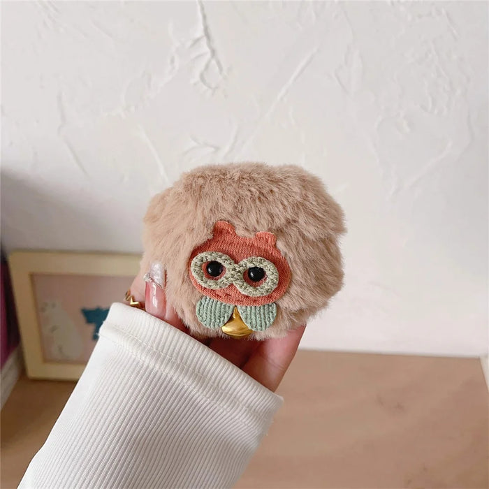 For Apple AirPods 3 Anti-drop Cover Cute Owl Soft Plush Bluetooth-compatible Earphone Case with Buckle - 3