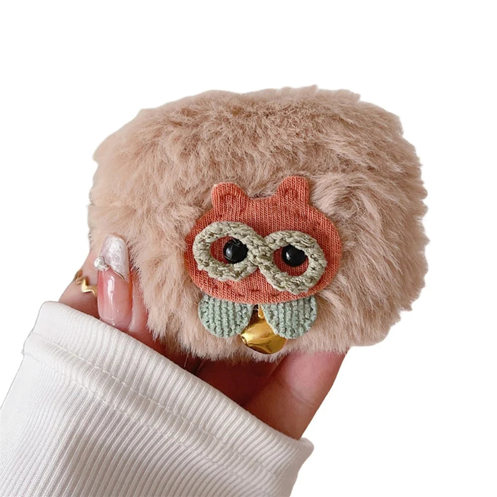 For Apple AirPods Pro Earphone Cover Cute Owl Soft Plush Protection Case with Hanging Buckle - 2