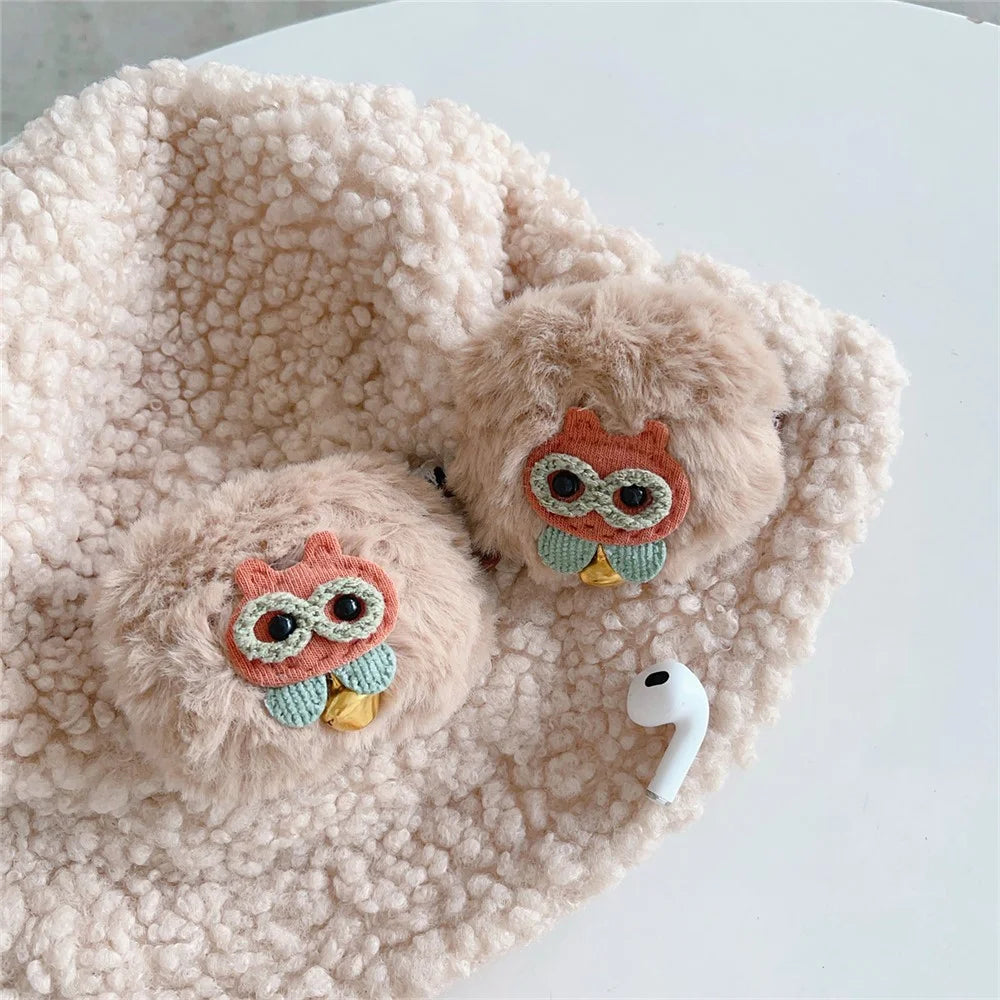 For AirPods Pro 2 Cartoon Owl Soft Plush Bluetooth-compatible Earphone Case Anti-drop Cover with Buckle - 6