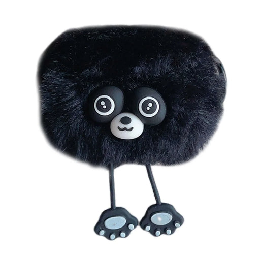 For Apple AirPods Pro 2 Case Cartoon Raccoon Bluetooth-compatible Earphone Plush Cover with Ring Buckle - Black - 1