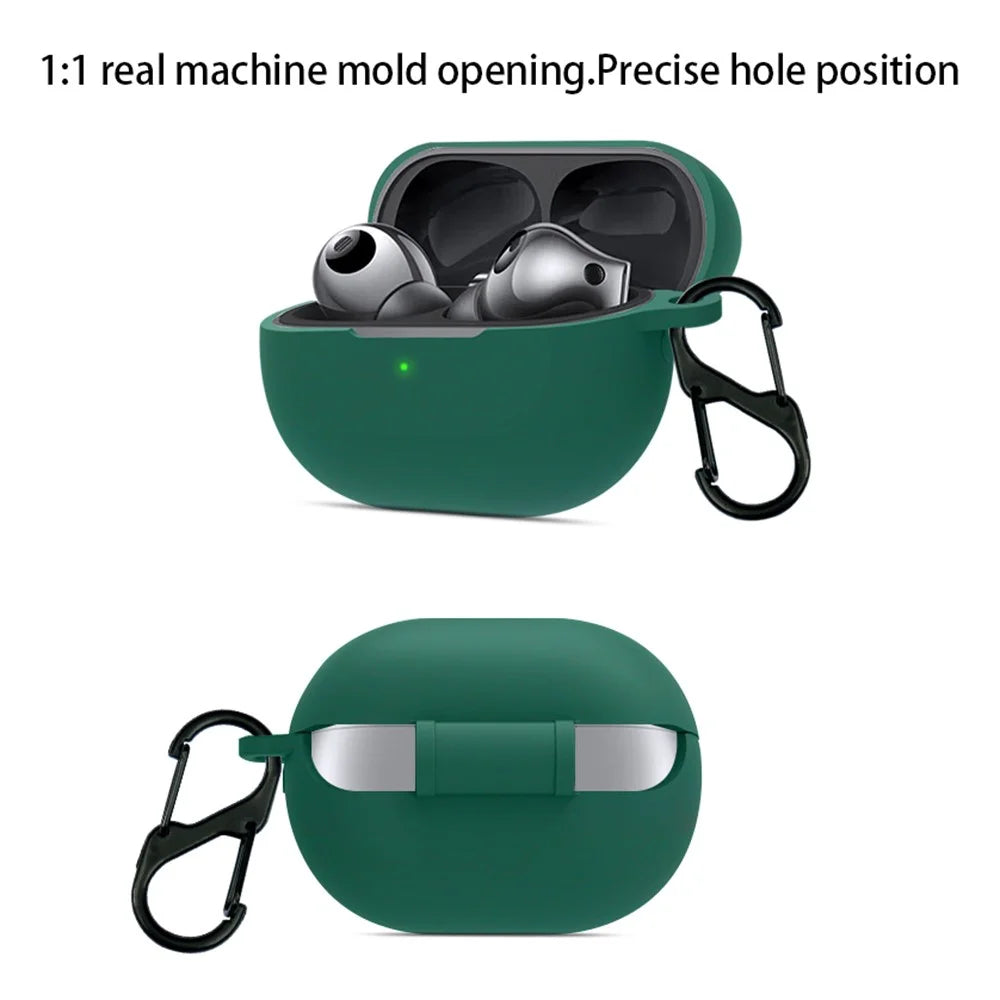 For Huawei FreeBuds Pro 3 Earphone Anti-drop Case Soft Silicone Cover with Hanging Buckle - Blackish Green - 2