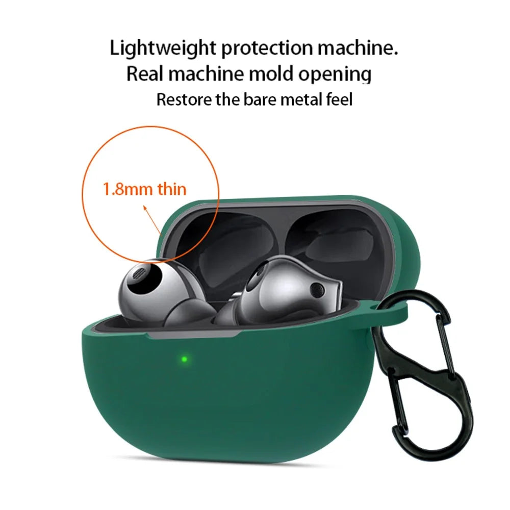 For Huawei FreeBuds Pro 3 Earphone Anti-drop Case Soft Silicone Cover with Hanging Buckle - Blackish Green - 3