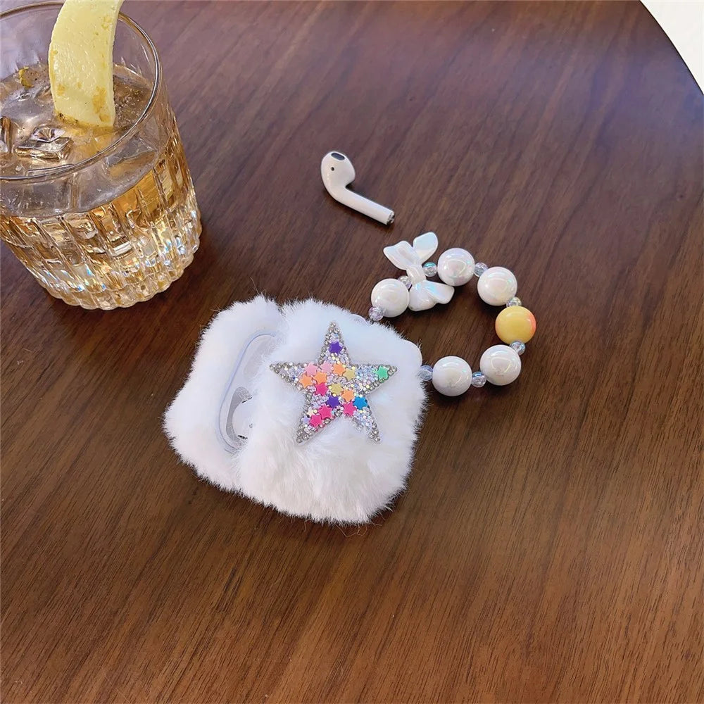 Earphone Case for AirPods with Charging Case (2016) / (2019) / AirPods with Wireless Charging Case (2019) Star Design Plush Earbud Cover - 2