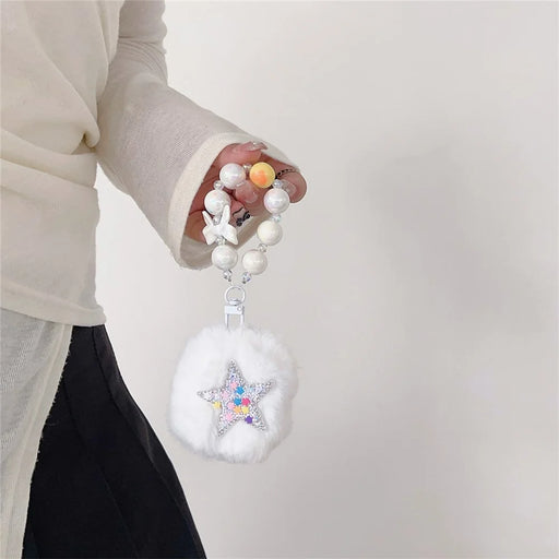 For Apple AirPods Pro 2 Earphone Case Star Design Bluetooth-compatible Earbud Plush Cover with Pendant - 2