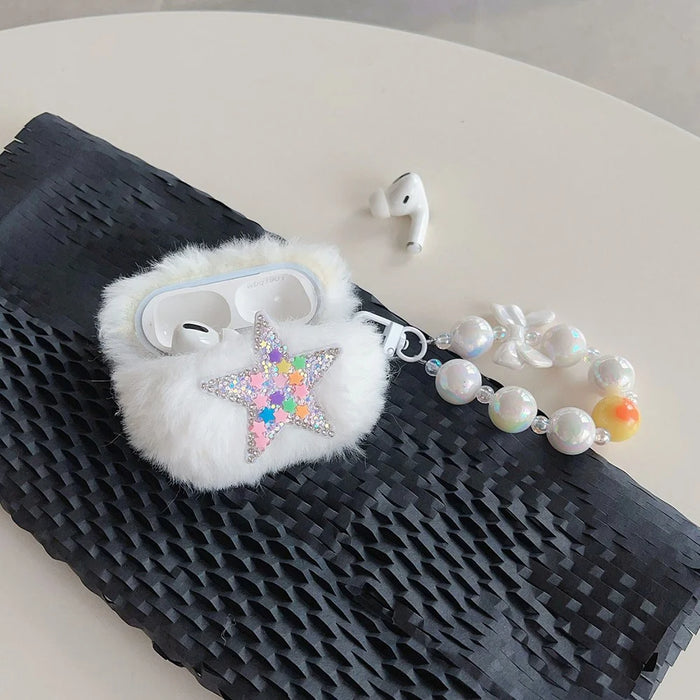 For Apple AirPods Pro 2 Earphone Case Star Design Bluetooth-compatible Earbud Plush Cover with Pendant - 3