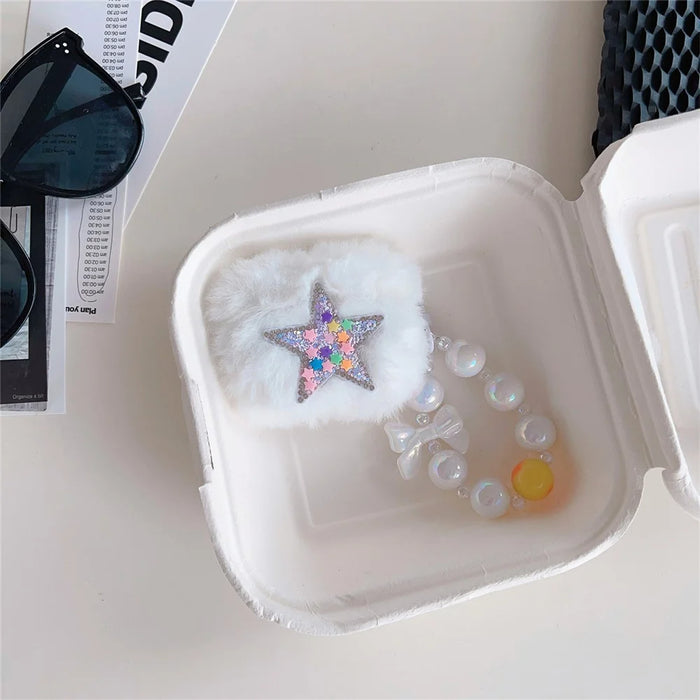 For Apple AirPods Pro 2 Earphone Case Star Design Bluetooth-compatible Earbud Plush Cover with Pendant - 6